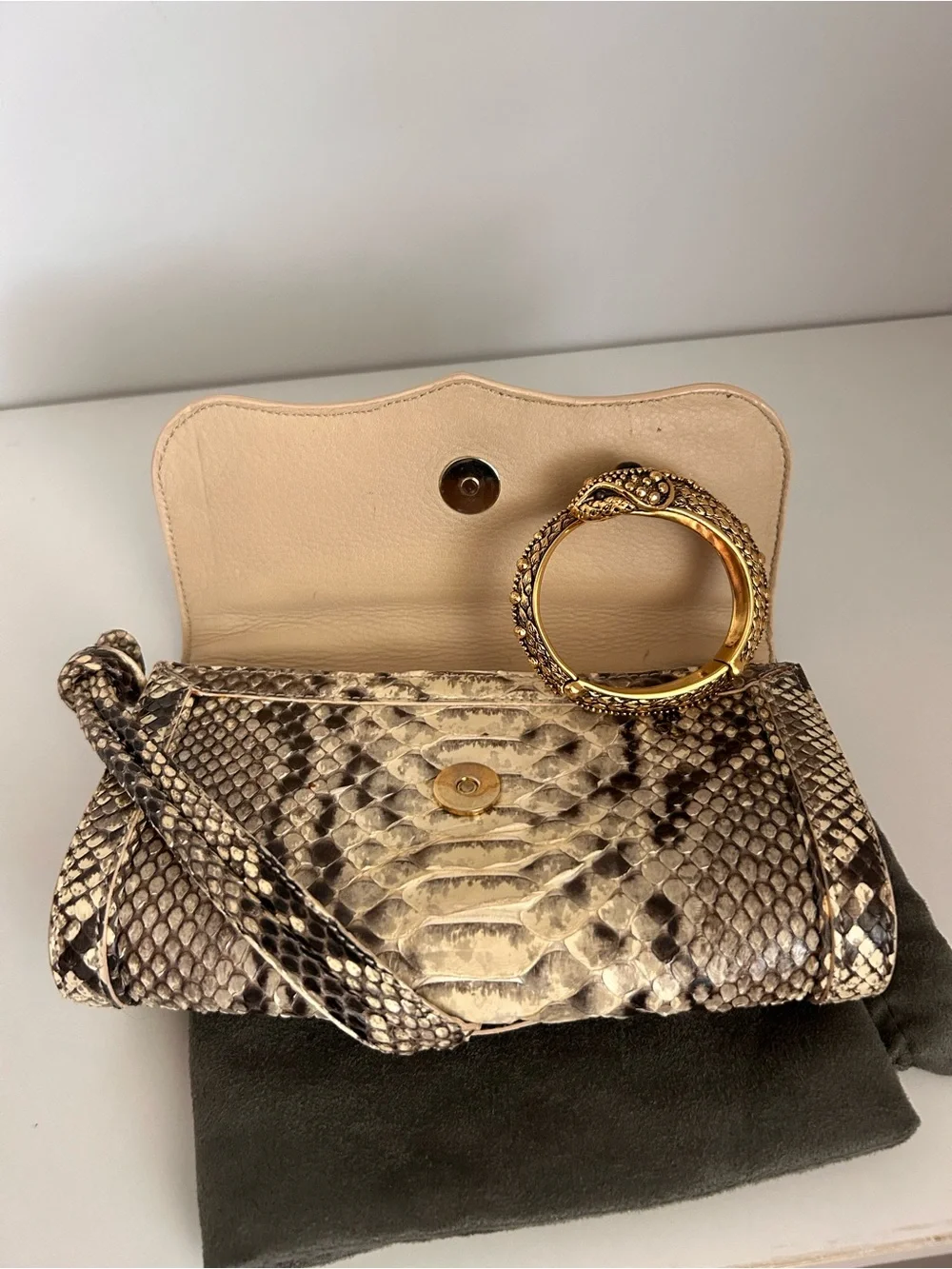 Roberto Cavalli Rare Python Clutch & Bracelet